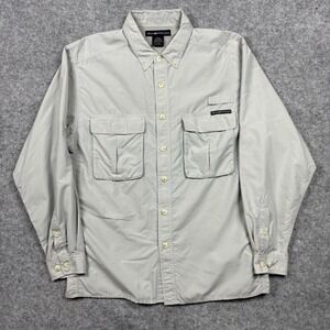Exofficio Long Sleeve Button Down Shirt Mens L Gray Nylon Blend Outdoors